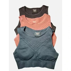 Athleta Trophy Seamless Laser Cut High Neck Bralette Rose,Black,navy size S Bund